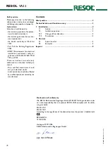 Предварительный просмотр 2 страницы Resol VA32 Manual