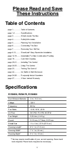 Preview for 2 page of REVENT RVSH110 Installation Manual