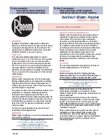 Preview for 1 page of Rheem Indirect Water Heater Instruction Manual