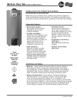 Preview for 1 page of Rheem RUUD Commercial Water Heaters Specification Sheet