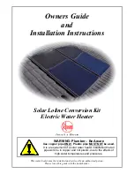 Rheem Solar Loline Conversion Kit Electric Water Heater Installation And Owner'S Instructions preview