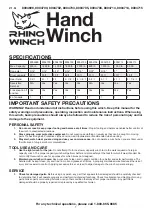 Preview for 1 page of Rhino Winch 8004698 Quick Start Manual