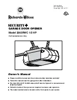 Richards-Wilcox Security+ 2265RWC Owner'S Manual preview