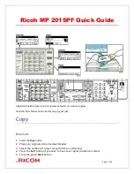 Предварительный просмотр 1 страницы Ricoh Aficio MP 201SPF Quick Manual