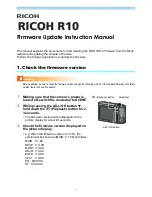 Preview for 1 page of Ricoh R10 Firmware Update Instructions