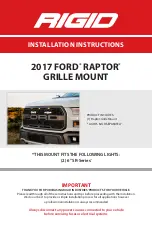 Preview for 1 page of RIDGID 2017 FORD RAPTOR GRILLE MOUNT Installation Instructions