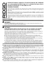 Предварительный просмотр 1 страницы RIDGID R8400806 Operator'S Manual