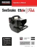 Preview for 1 page of RIDGID SeeSnake CS65X Pak Operator'S Manual