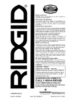 Предварительный просмотр 84 страницы RIDGID TS3612 Owner'S Manual