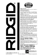 Предварительный просмотр 16 страницы RIDGID WD0600 Owner'S Manual