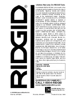 Предварительный просмотр 20 страницы RIDGID WD1660 Owner'S Manual