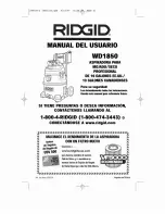 Предварительный просмотр 21 страницы RIDGID WD1850 Owner'S Manual