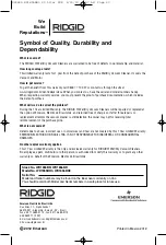 Предварительный просмотр 60 страницы RIDGID WD1855BR0 Owner'S Manual