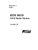 Preview for 1 page of RIM 801D Integrator Manual