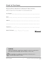 Preview for 3 page of Rinnai 09.12 Series Operation Manual