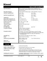 Preview for 1 page of Rinnai EX22 Specifications