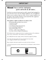 Предварительный просмотр 2 страницы Rinnai infinity 18 Operation Manual