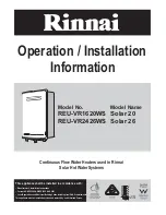 Предварительный просмотр 1 страницы Rinnai REU-VR1620WS Solar 20 Operation/Installation Information