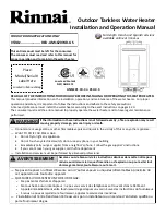 Preview for 1 page of Rinnai RU180iN Installation And Operation Manual