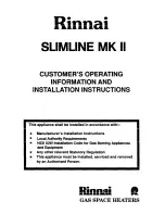 Предварительный просмотр 1 страницы Rinnai Slimline 2 Operating Information & Installation Instructions