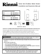 Предварительный просмотр 1 страницы Rinnai V65e Installation And Operation Manual