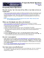 Preview for 10 page of Rio Digital Audio Receiver Frequently Asked Questions Manual