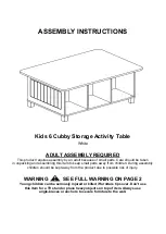 Preview for 1 page of RiverRidge Kids 6 Cubby Storage Activity Table Assembly Instructions Manual