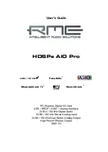 Preview for 1 page of RME Audio HDSPe AIO Pro User Manual