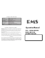 RMS RMS120RH Operation Manual preview