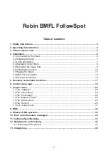 Preview for 2 page of Robe Robin BMFL FollowSpot User Manual