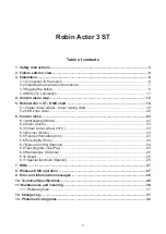 Предварительный просмотр 2 страницы Robin Actor 3 ST User Manual