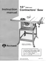 Preview for 1 page of Rockwell 10" Contractors' Saw Instruction Manual