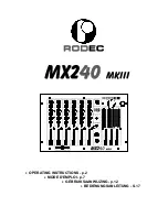 Preview for 1 page of Rodec MX240 MKIII Operating Instructions Manual