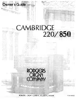 Предварительный просмотр 1 страницы Rodgers Organ Company Cambridge 220 Owner'S Manual