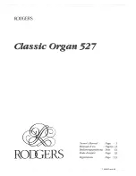 Rodgers Classic Organ 527 Owner'S Manual предпросмотр