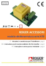 Preview for 1 page of Roger Technology H70 Series Instructions And Recommendations For The Installer