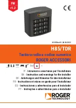 Предварительный просмотр 1 страницы Roger H85/TDR Instruction And Warnings For The Installer