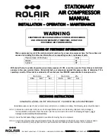 Preview for 1 page of Rolair STATIONARY AIR COMPRESSOR Manual