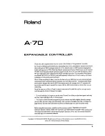 Preview for 3 page of Roland A-70 Owner'S Manual