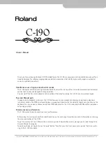 Preview for 3 page of Roland C-190 Owner'S Manual