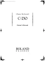 Preview for 1 page of Roland Classic Keyboard C-230 Owner'S Manual