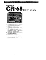 Preview for 1 page of Roland Compu Rhythm CR-68 Owner'S Manual