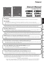 Preview for 3 page of Roland CUBE 120XL BASS Owner'S Manual