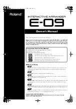 Roland E-09 Owner'S Manual preview