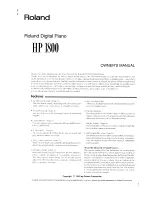 Roland HP 1800 Owner'S Manual предпросмотр