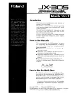 Preview for 1 page of Roland JX-305 Quick Start Manual