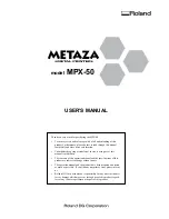 Preview for 1 page of Roland Metaza MPX-50 User Manual