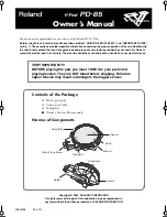 Предварительный просмотр 1 страницы Roland PD-85 Owner'S Manual