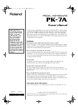 Roland PK-7A Owner'S Manual preview