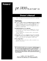 Preview for 1 page of Roland pt-3100 Owner'S Manual